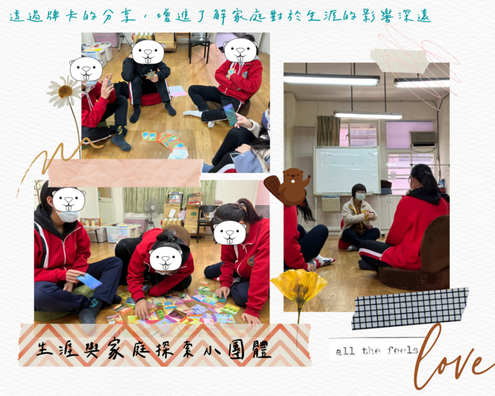 透過活動設計，成員分享，了解家庭對於生涯的選擇影響及面向。