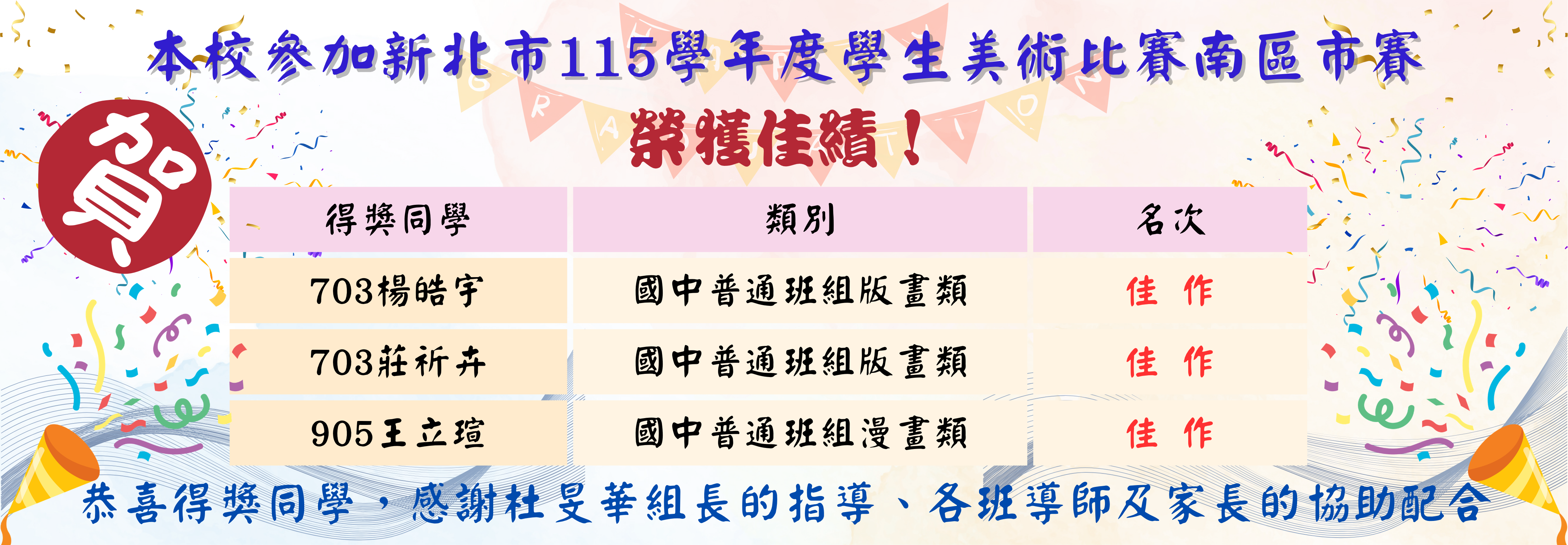 115美術比賽市賽得獎 (1170 × 407 公釐)